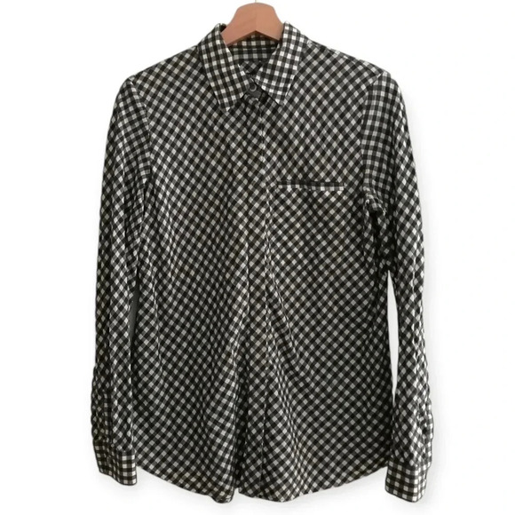 Lafayette 148 Gingham Plaid Cotton, Wool, Linen Button Up Blouse Small - Picture 15 of 15
